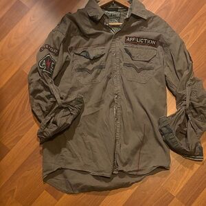 Affliction Men's Brown Casual Button Down Shirt